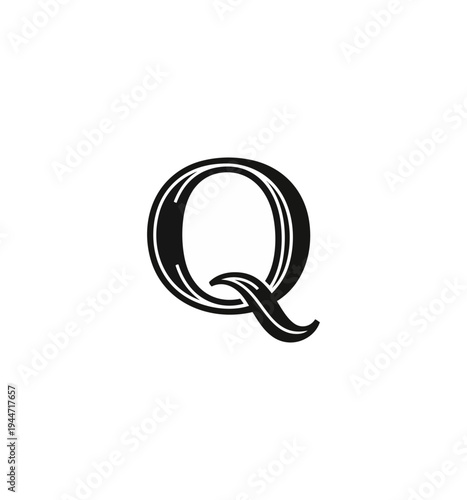 Letter q design isolated on black background graphic