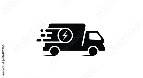Fast delivery van with lightning bolt a striking black silhouette