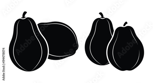 Three pears displayed as a striking black silhouette