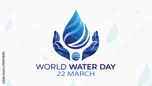 Blue Hands Cradling Water Drops Water Day water conservation hands holding water