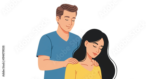 Couple in vector illustration displaying affection and support