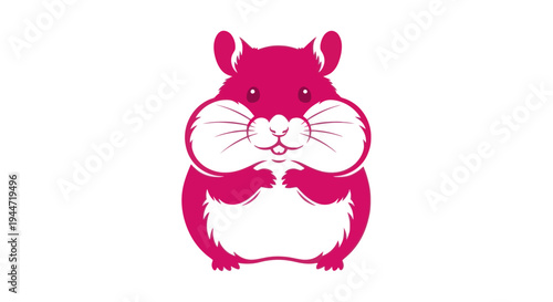 Cute Pink Hamster Icon Isolated on White Background
