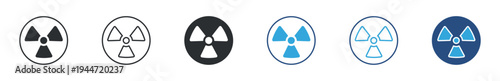 Radiation hazard icon set, nuclear warning symbol icon. Radioactive danger concept. Radiation safety sign. Vector illustration.