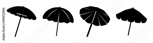 Black silhouette cocktail umbrella vector art design for summer party decoration and drink garnish ideas