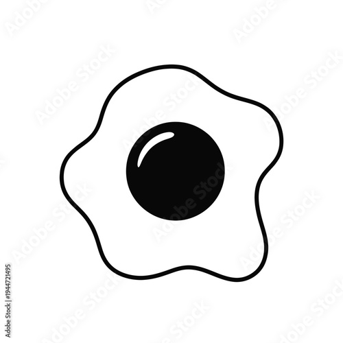 Simple Fried Egg Icon Illustration