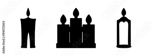 Black candle illustration set for holiday decoration or religious ceremony vector graphic image