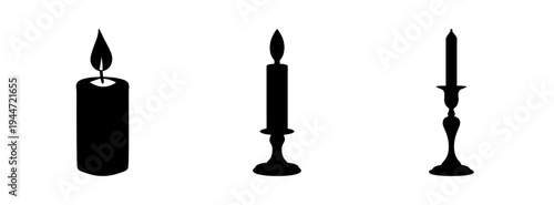 Three candles silhouette vector art for decoration and celebration candle light design element vector