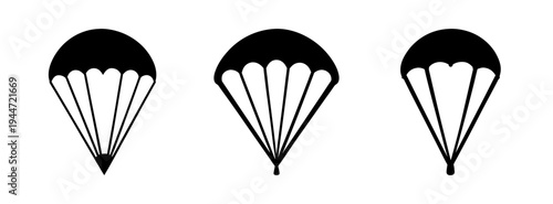 Explore different parachute designs black and white vector illustration for graphic design needs
