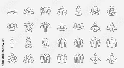 Set of people icons business team group and network symbols on white