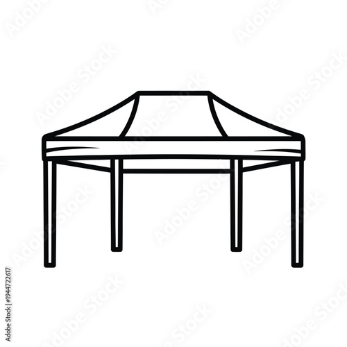 Simple line drawing of a gazebo or picnic shelter