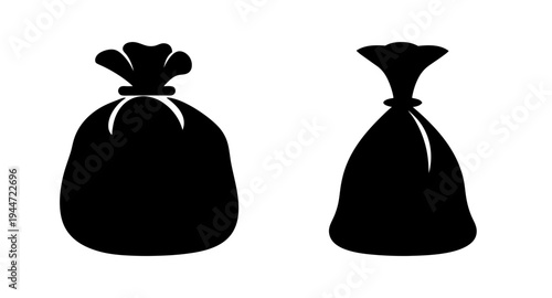 Download vector graphic of black silhouette bags for shopping or garbage on white background vector
