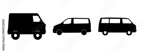 Silhouette of delivery vans transportation vehicles for commercial use and logistics needs design vector