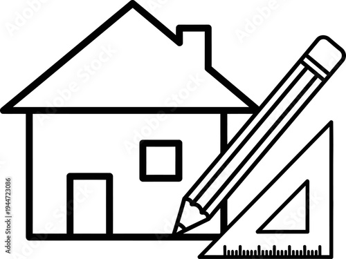 House design and drafting illustration