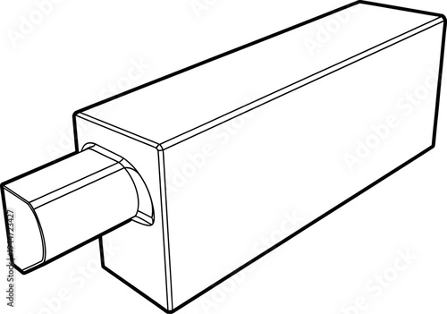 A rectangular block with a cylindrical protrusion