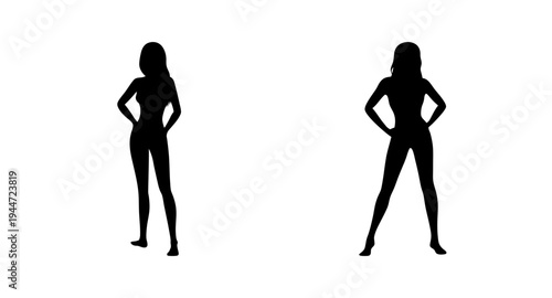 Silhouette of women standing poses vector illustration for fashion design and beauty concept