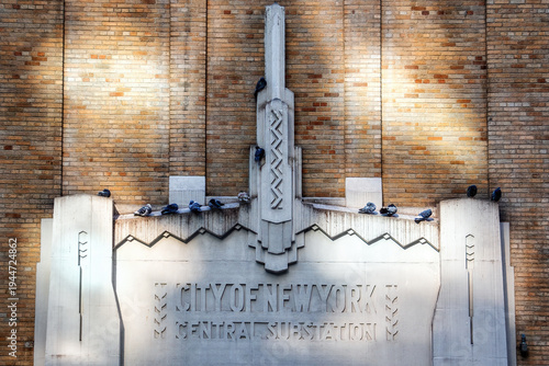 Exterior facade of the art deco City of New York Central Substation building