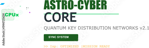 Astro-Cyber Core Quantum Key Distribution Network Digital Technology Concept Graphic