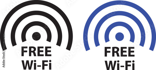 Free Wifi Symbol: A pair of vibrant symbols representing free Wi-Fi, essential for seamless connectivity. These visual cues signal easy access to the internet.