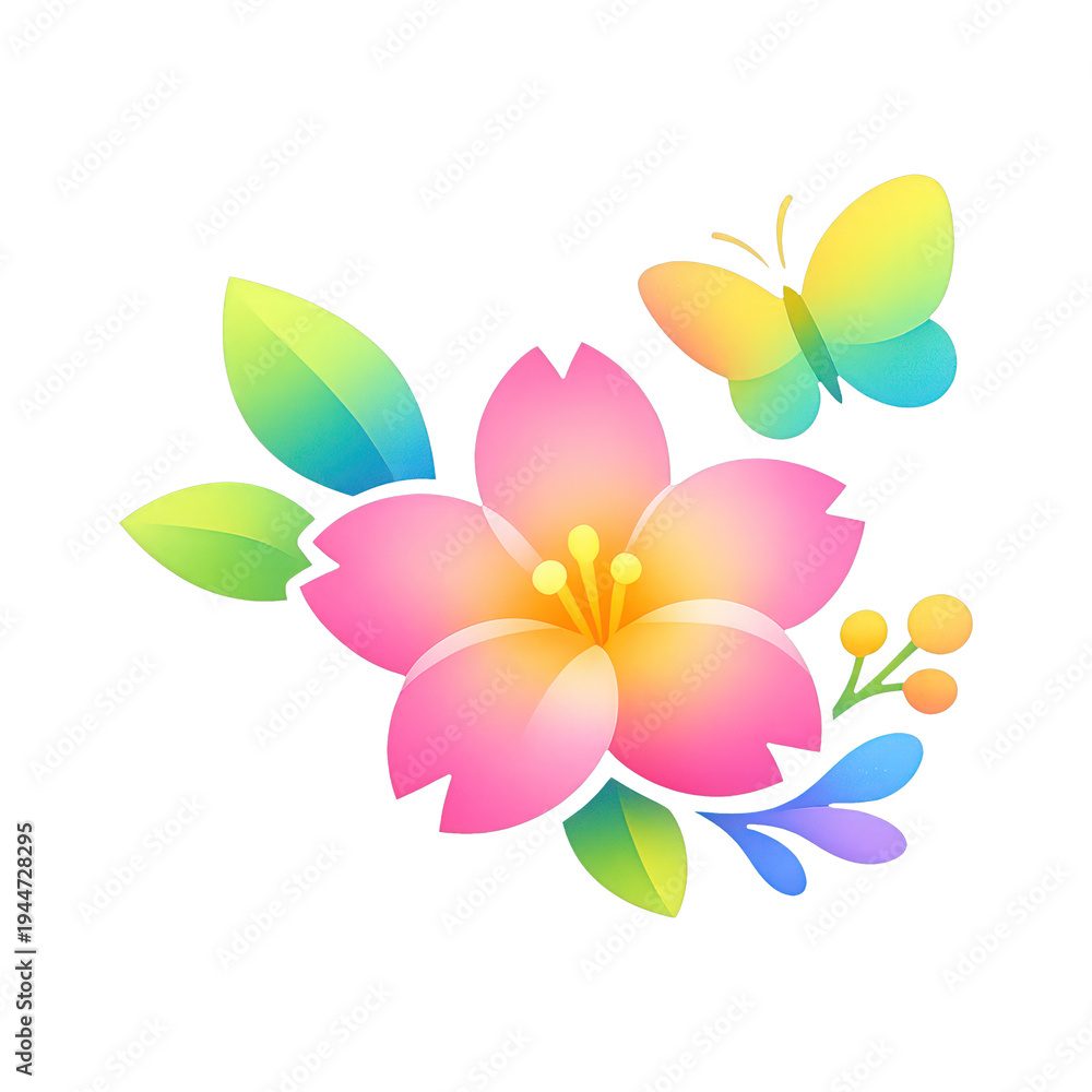 Fototapeta premium PNG Colorful floral butterfly illustration