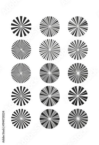 Abstract geometric radial patterns on black background design
