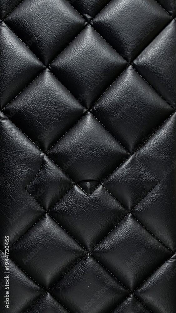 Fototapeta premium Black Quilted Leather Texture - Luxurious and Elegant Background.