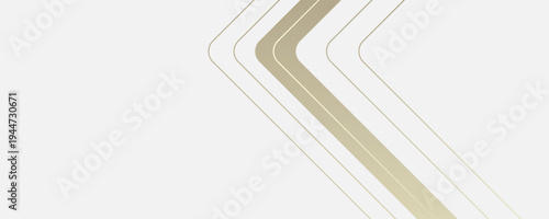 White luxury abstract background with golden luminous lines, shadows, arrows, and geometric angles in modern wide banner style.
