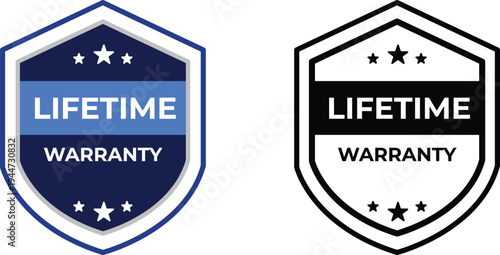 Lifetime warranty badge quality set guarantee label sticker seal vector Illustration