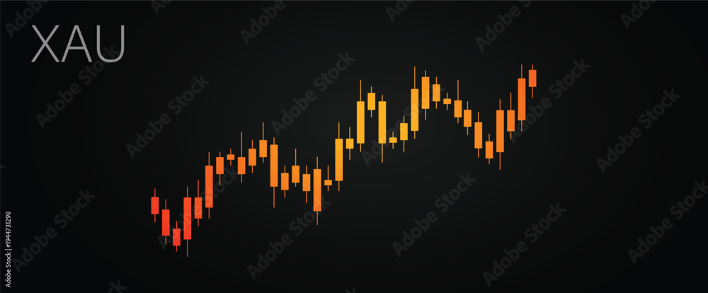 Fototapeta premium XAU USD Gold Price Candlestick Trading Chart on Dark Background
