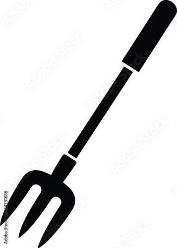 Silhouette garden fork tool for digging soil in the yard vector illustration