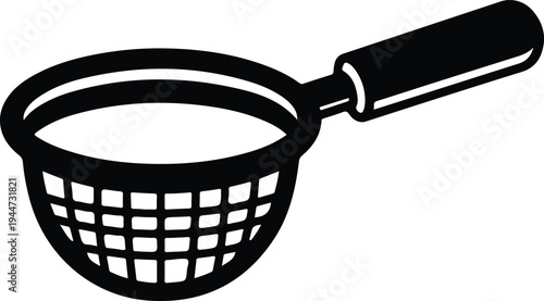 Silhouette kitchen mesh strainer tool for draining food vector illustration