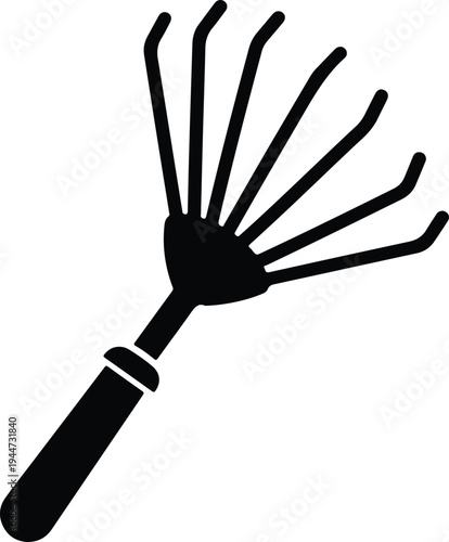 Silhouette leaf rake gardening tool for cleaning yard waste vector illustration