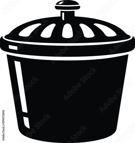 Silhouette laundry basket with vented lid for household storage vector illustration
