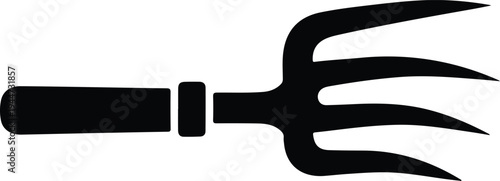 Silhouette manual garden fork tool for agriculture and planting vector illustration