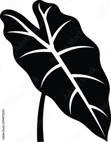 Silhouette of a large tropical elephant ear leaf vector illustration