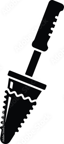 Silhouette sharp serrated digging knife tool for gardening and landscaping vector illustration