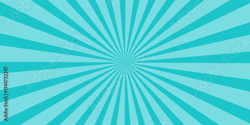 Comic book speed lines, blue sunburst. A pop art style exploding rays of light background.