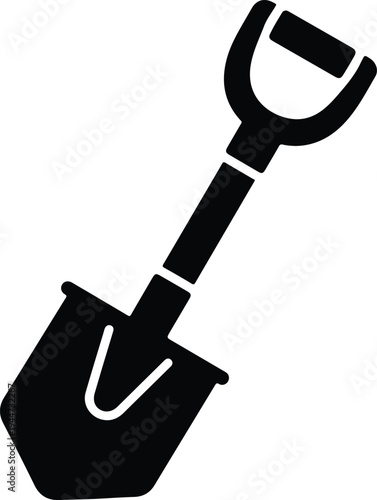 Silhouette shovel tool for manual soil digging and gardening vector illustration