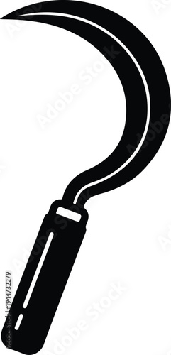 Silhouette sickle hand tool used for harvesting grass or crops vector illustration