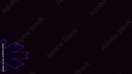 Abstract Neon Flower Pattern in Dark Space Creating Circular Light Petals