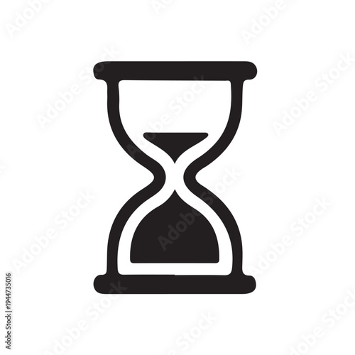 Symmetric black and white sand timer silhouette representing the relentless passage of time and critical deadlines