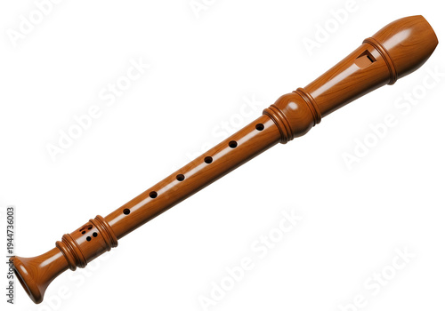 Brown wooden recorder musical instrument