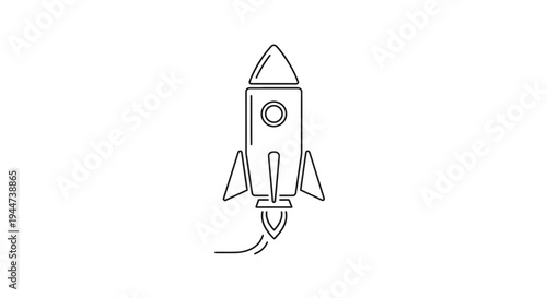 Simple Line Drawing of a Rocket.