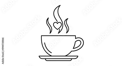 Cup of Coffee with Heart Steam.