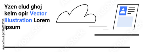 Cloud computing, data flow, identity verification, digital connectivity, secure data transfer, information sharing. a document moving toward a cloud icon. Cloud computing and identity verification