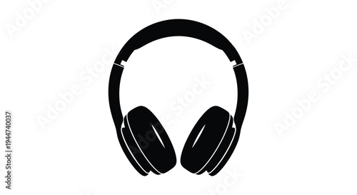 Black headphones depicted as a striking minimalist silhouette