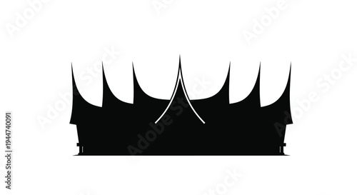 Traditional indonesian roof design in stark black silhouette