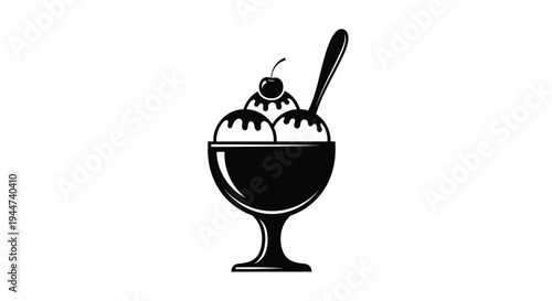 Black ice cream sundae in a glass bowl a striking silhouette
