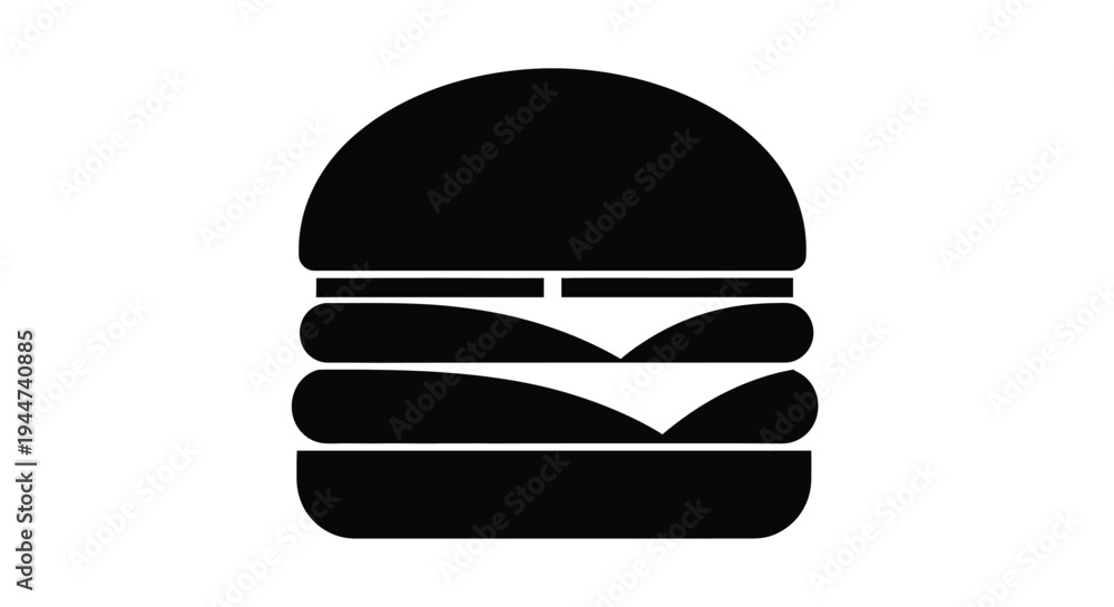 Fototapeta premium A simple black silhouette of a classic hamburger