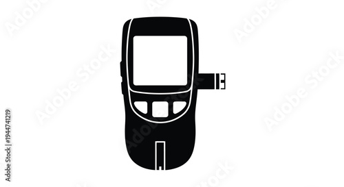 Black glucose meter with test strip a minimalist outline silhouette