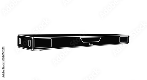 Black soundbar illustration with a clean minimalist silhouette